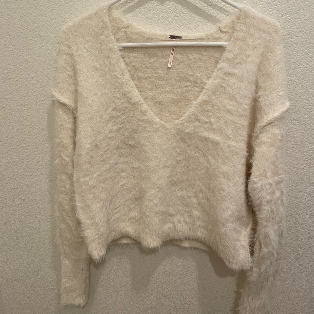 NWT Womens Free People Serendipity Faux Fur Sweater Size Small White Cream Color - Picture 14 of 15
